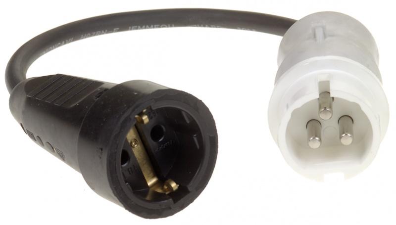 Connectra Verloopsnoer H07RN-F 3G1,5mm2 - 25cm CEE cont.stop 12h naar Schuko  